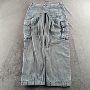 Zara Cargo Jeans 32x31 Blue Light Wash Relaxed Wide Denim Skater Baggy Y2K Style